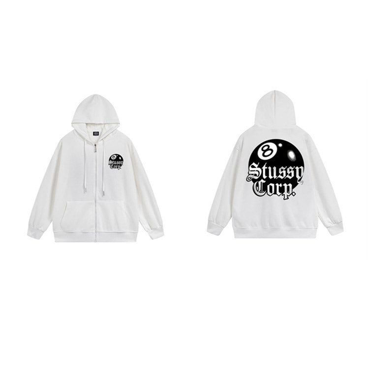 Stussy Hoodie Zip-Up Cardigan Fleece Hooded Sweater