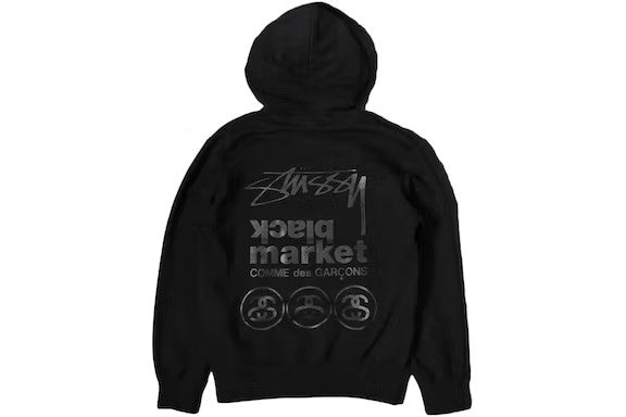 CDG Black Market x Stussy Hoodie – Black
