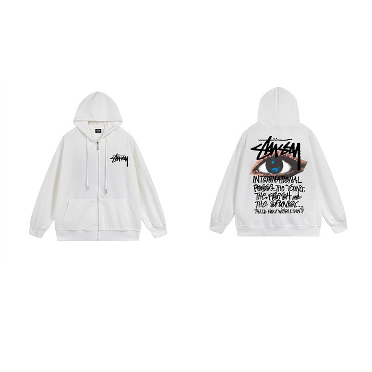 Stussy Hoodie Zip-Up Cardigan Fleece Hooded Sweater