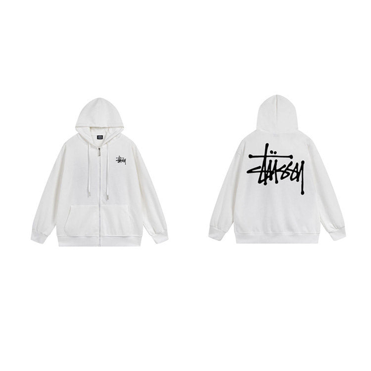 Stussy Hoodie Zip-Up Cardigan Fleece Hooded Sweater