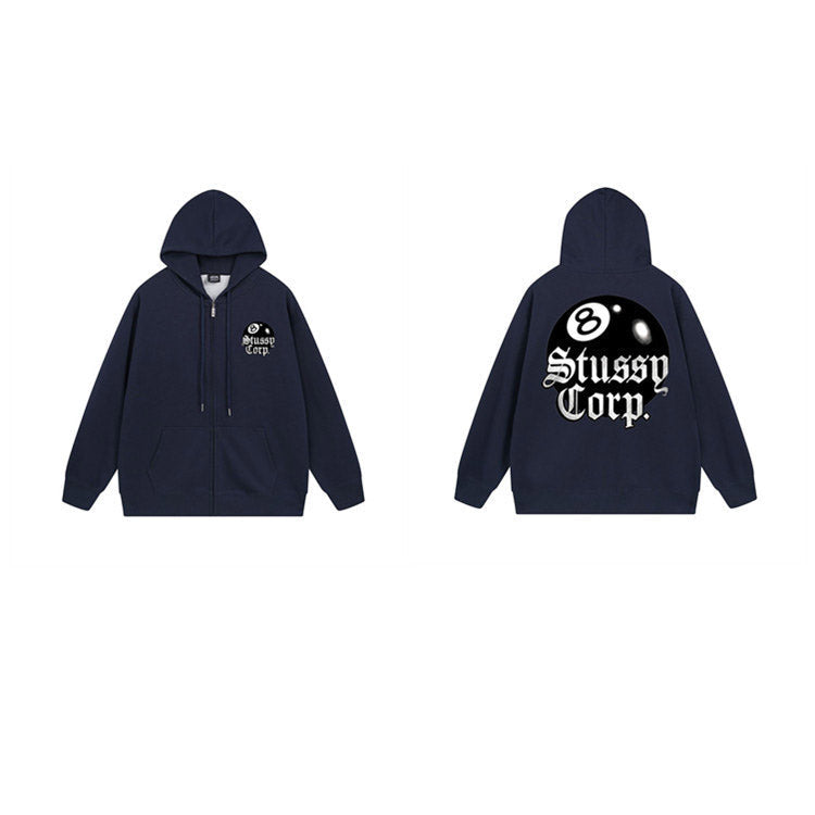Stussy Hoodie Zip-Up Cardigan Fleece Hooded Sweater