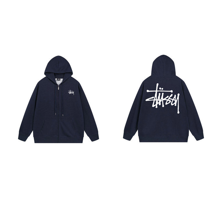 Stussy Hoodie Zip-Up Cardigan Fleece Hooded Sweater