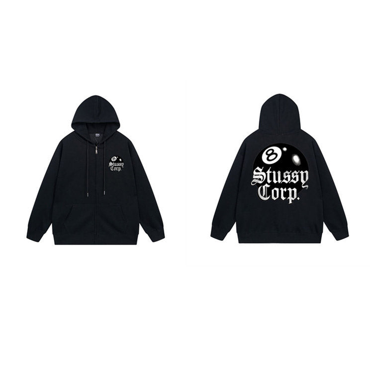Stussy Hoodie Zip-Up Cardigan Fleece Hooded Sweater