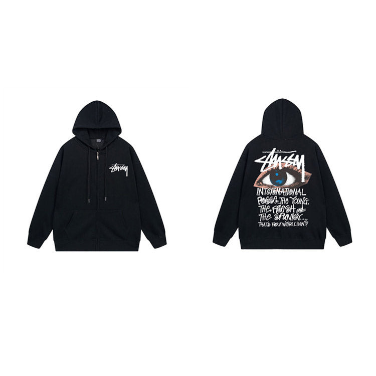 Stussy Hoodie Zip-Up Cardigan Fleece Hooded Sweater