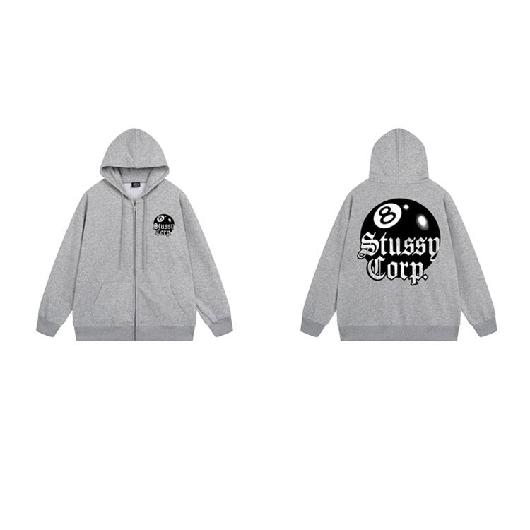 Stussy Hoodie Zip-Up Cardigan Fleece Hooded Sweater