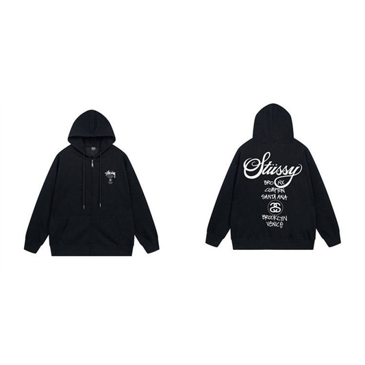 Stussy Hoodie Zip-Up Cardigan Fleece Hooded Sweater
