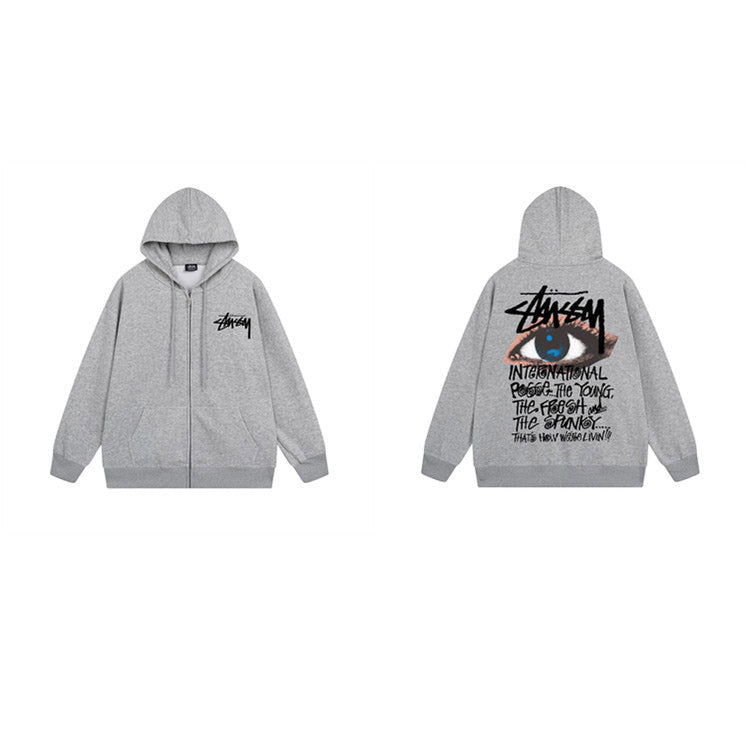 Stussy Hoodie Zip-Up Cardigan Fleece Hooded Sweater