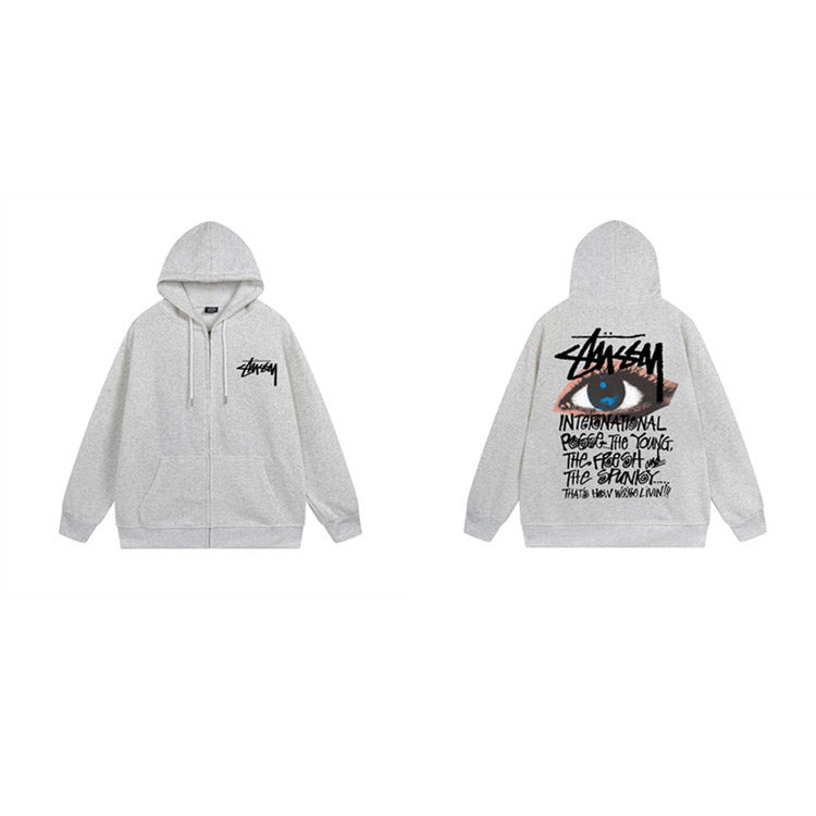 Stussy Hoodie Zip-Up Cardigan Fleece Hooded Sweater