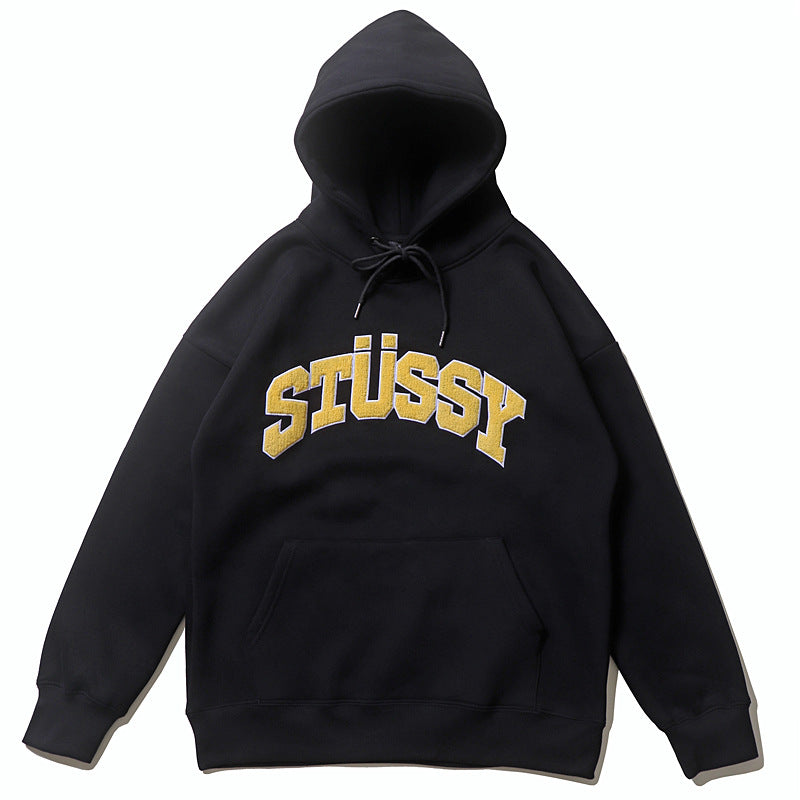 Stussy Hoodie Embroidered Fleece Fashion Hooded Sweater