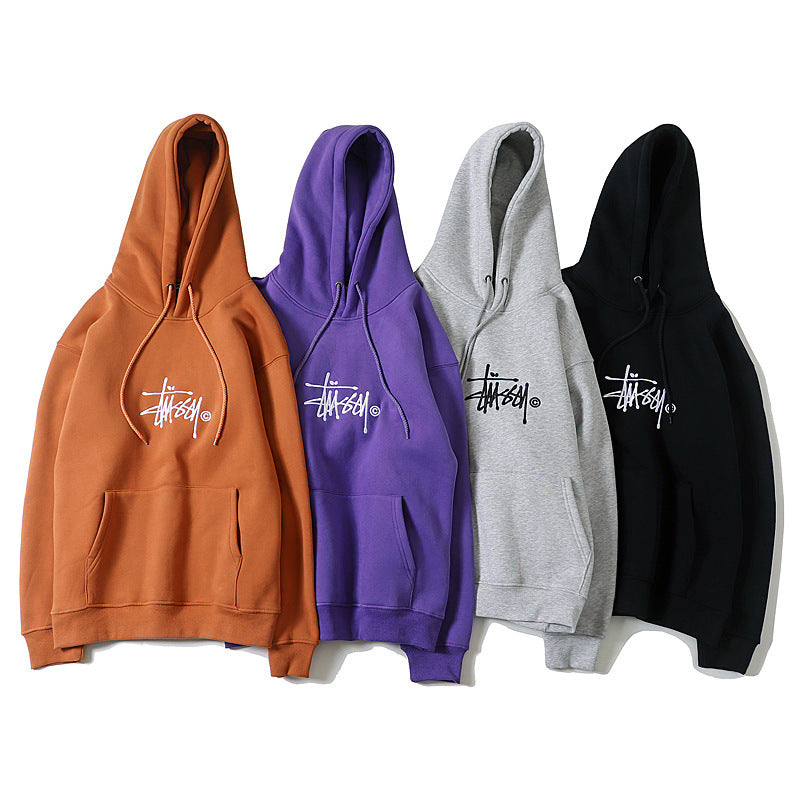 Stussy Hoodie Embroidered Logo Fleece Hoodie
