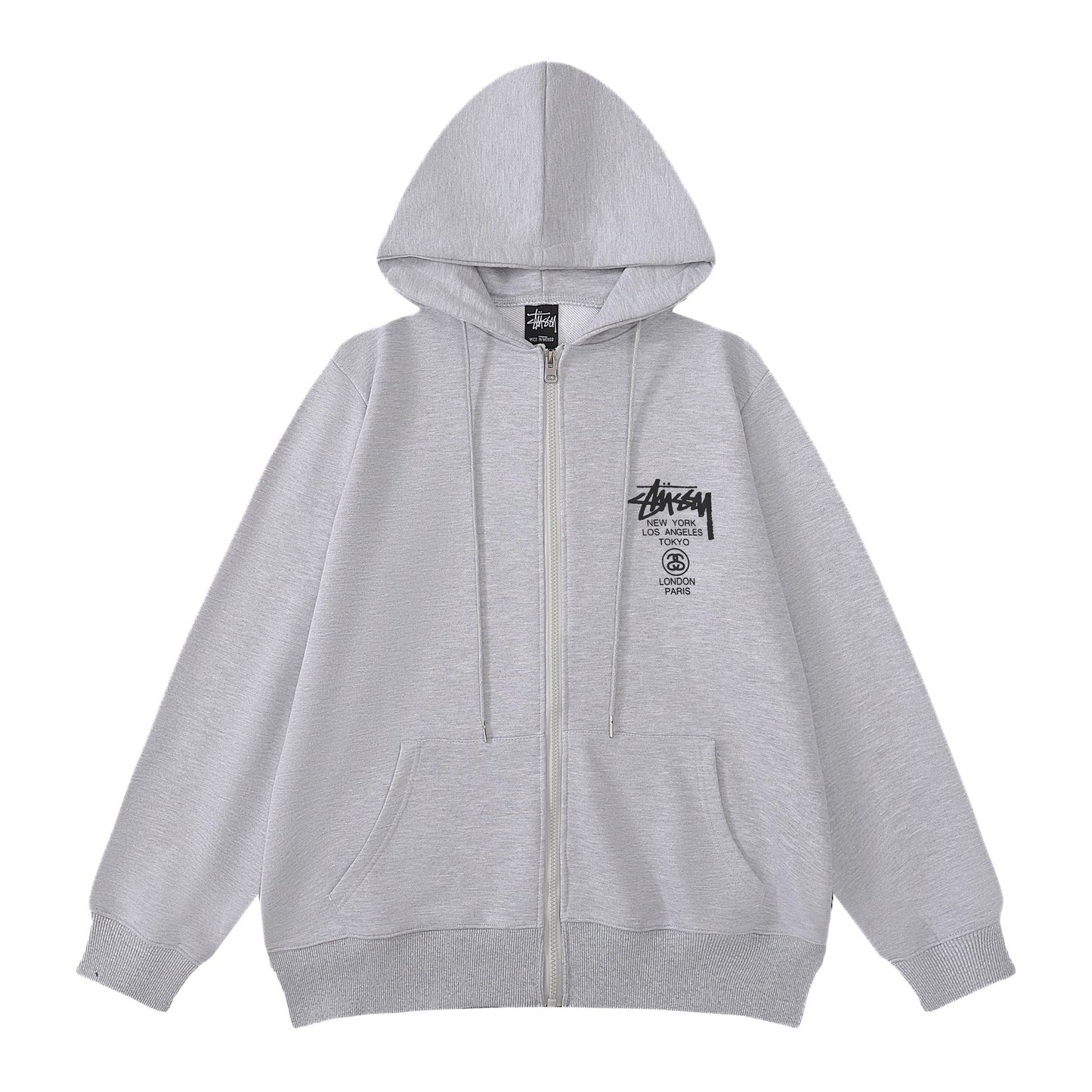 Stussy Hoodie Embroidered Fleece Fashion Cardigan Zip Hoodie
