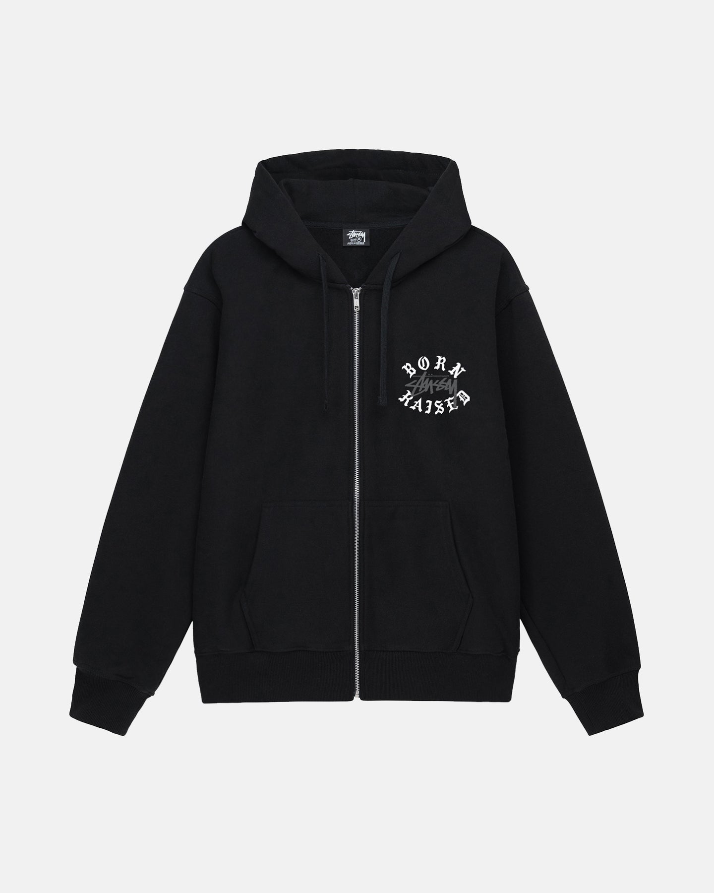 STÜSSY &#038; BORN X RAISED LOGO ZIP HOODIE BLACK