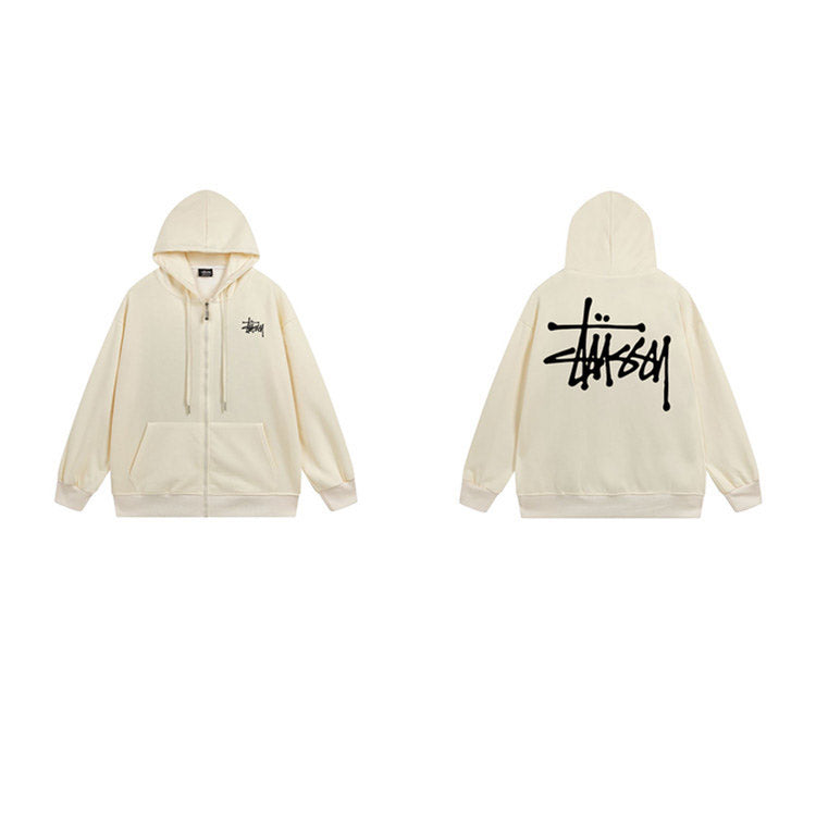 Stussy Hoodie Zip-Up Cardigan Fleece Hooded Sweater