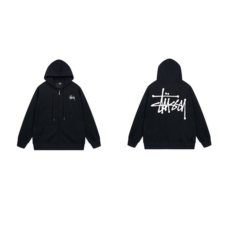 Stussy Hoodie Zip-Up Cardigan Fleece Hooded Sweater