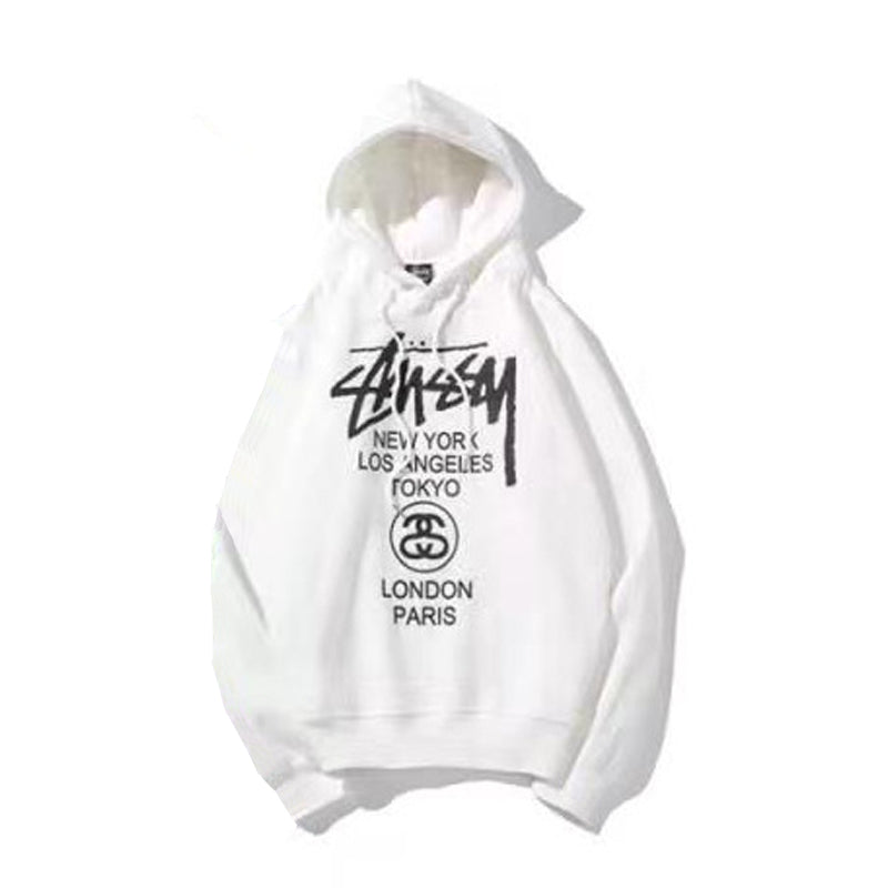 Stussy Hoodie Embroidered Fleece Fashion Hooded Sweater