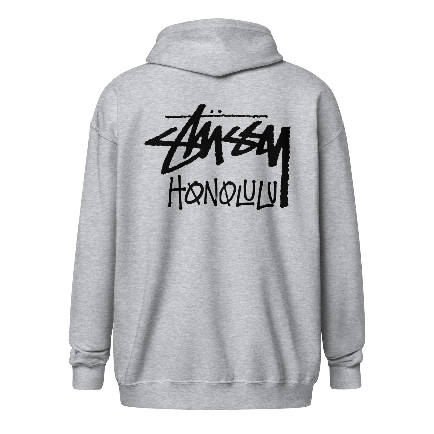 &#8220;Stussy Honolulu Fleece Zip-Up Hoodie in Grey –